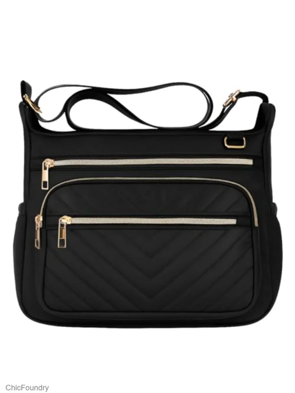 Large RFID Anti-Theft Quilted Nylon Crossbody Purse with Multiple Pockets